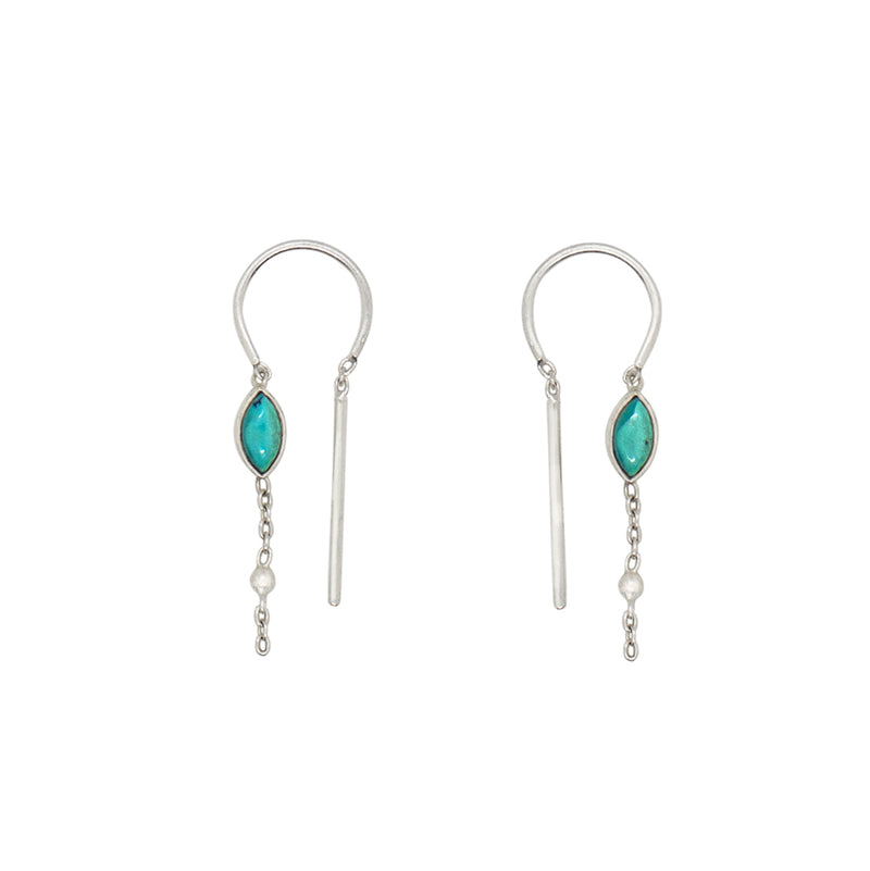 Bezeled Stone Dancer Threaders in Turquoise - Top Stone