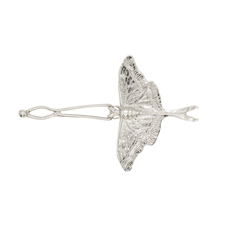 Luna Moth Barrette in Silver