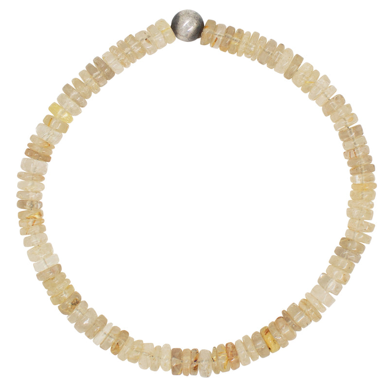 Stone & Sterling Stretch Bracelet in Golden Rutilated Quartz