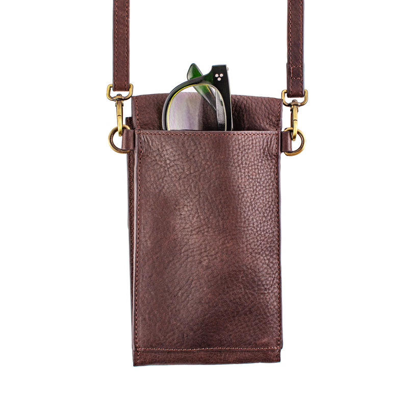 On the Move Leather Phone Bag in Brown | Available to ship November 5, 2024