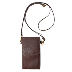 On the Move Leather Phone Bag in Brown | Available to ship November 5, 2024