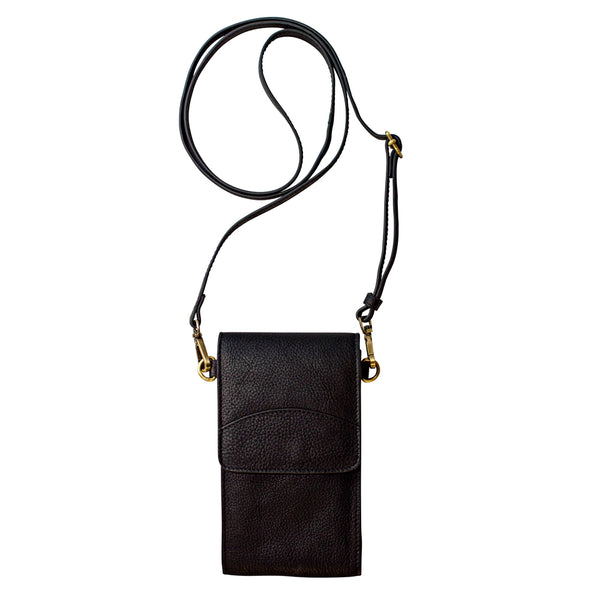 On the Move Leather Phone Bag in Black | Available to ship November 5, 2024