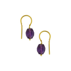 Oblong Stony Dancer Threaders in Amethyst & Gold - 3/4" L