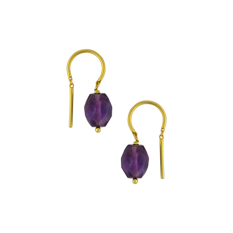 Oblong Stony Dancer Threaders in Amethyst & Gold - 3/4" L