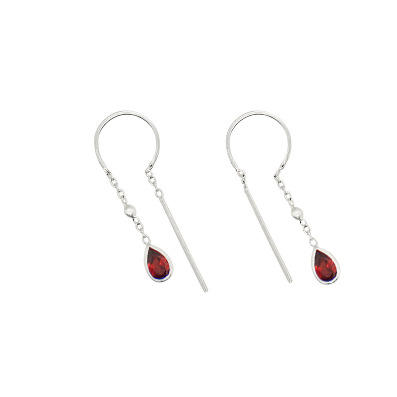 Bezeled Stone Dancer Threaders in Garnet & Silver - Bottom Stone