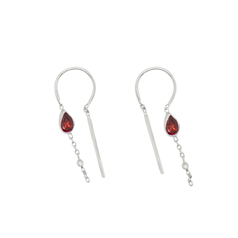 Bezeled Stone Dancer Threaders in Garnet & Silver - Top Stone