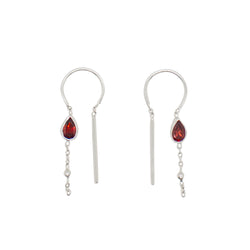 Bezeled Stone Dancer Threaders in Garnet & Silver - Top Stone