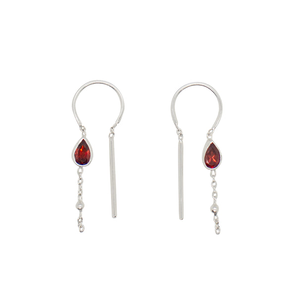 Bezeled Stone Dancer Threaders in Garnet & Silver - Top Stone