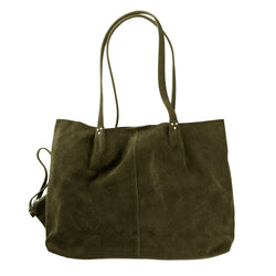 Ain't No Slouch Tote in Olive Green Suede