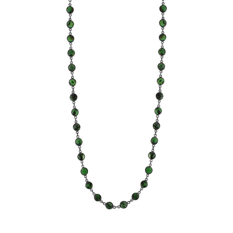 Linked Many Moons Necklace in Ruby Zoisite & Antiqued Silver