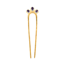 Empire Hair Pin in Amethyst & Bronze - Large