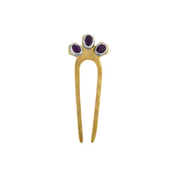 Empire Hair Pin in Amethyst & Bronze - Small