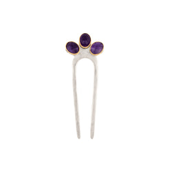 Empire Hair Pin in Amethyst & Silver - Small