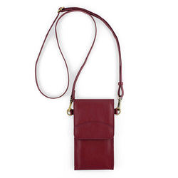 On the Move Leather Phone Bag in Bordeaux Red