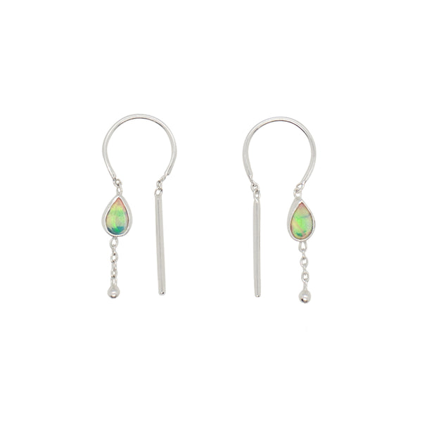 Bezeled Stone Dancer Threaders in Opal & Silver - Top Stone