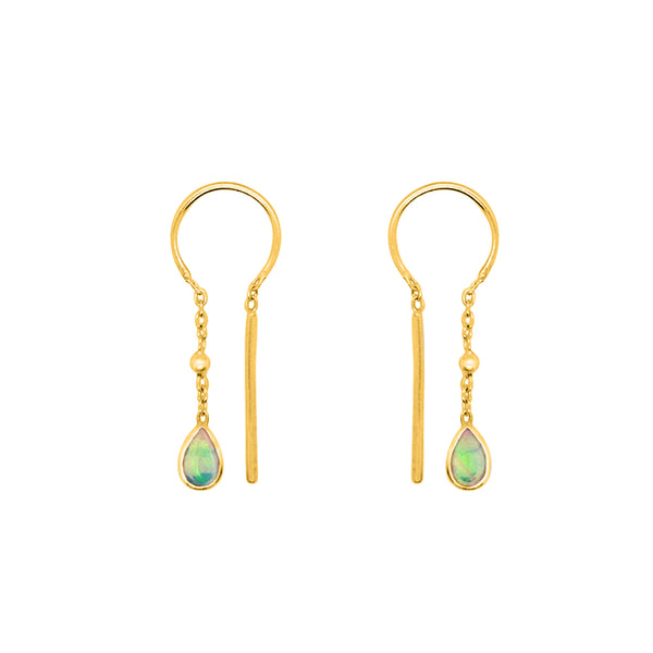 Bezeled Stone Dancer Threaders in Opal & Gold - Bottom Stone