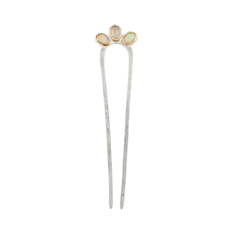 Empire Hair Pin in Opal & Silver - Large