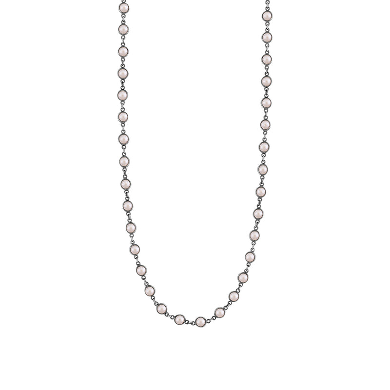 Linked Many Moons Necklace in Pearl & Antiqued Silver