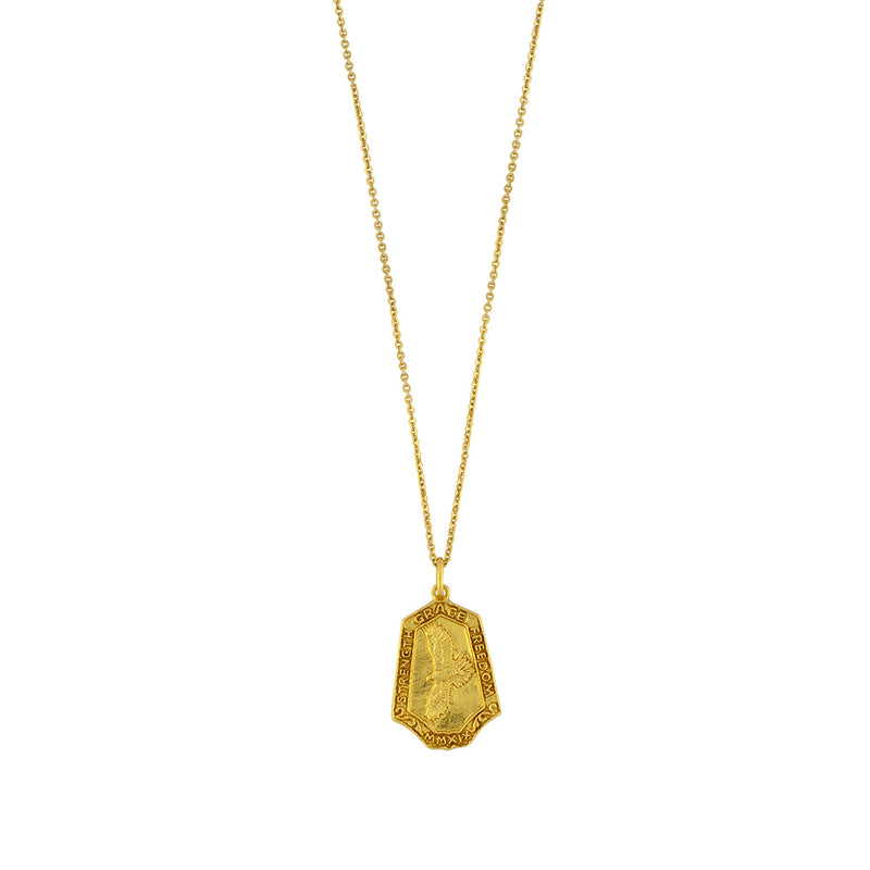 Nature Saint Necklace in Gold - Hawk