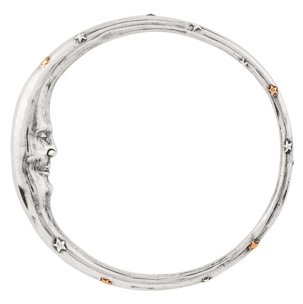 Man in the Moon Bangle in Silver with Bronze Accents | Available to ship February 4, 2025