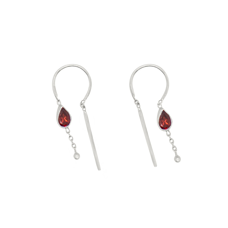 Bezeled Stone Dancer Threaders in Garnet & Silver - Top Stone