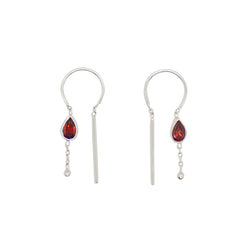 Bezeled Stone Dancer Threaders in Garnet & Silver - Top Stone