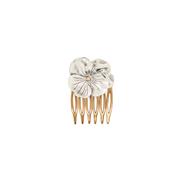 Pansy Comb in Silver with Bronze Accent