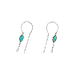 Bezeled Stone Dancer Threaders in Turquoise - Top Stone