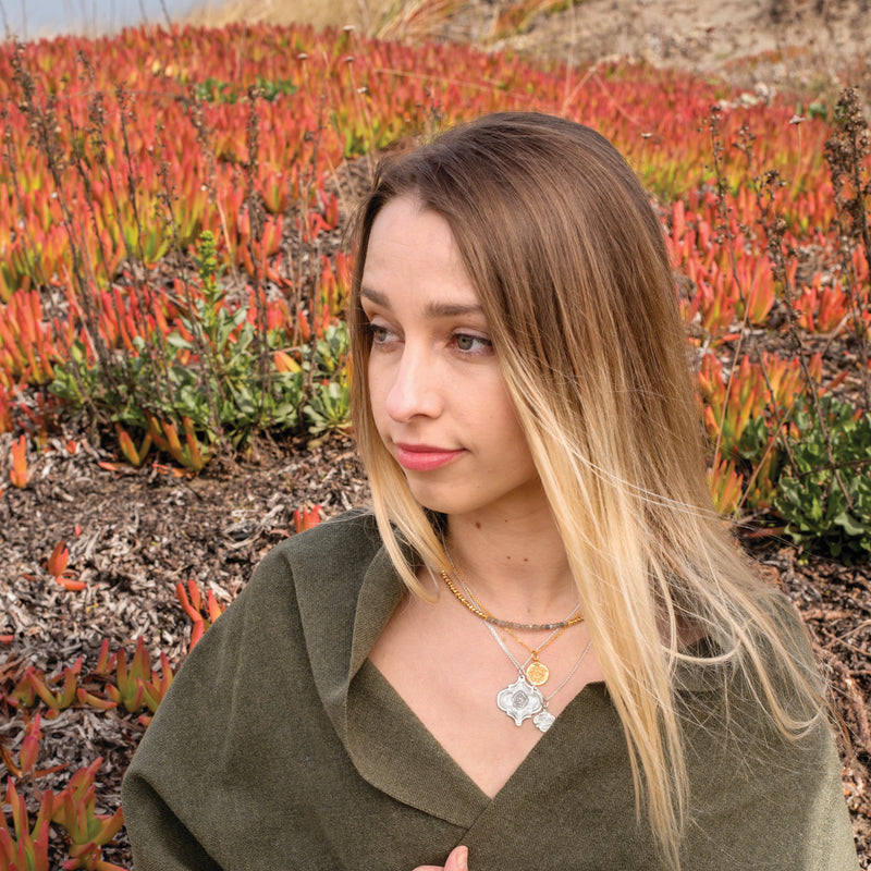 Lotus Coin Necklace in Gold