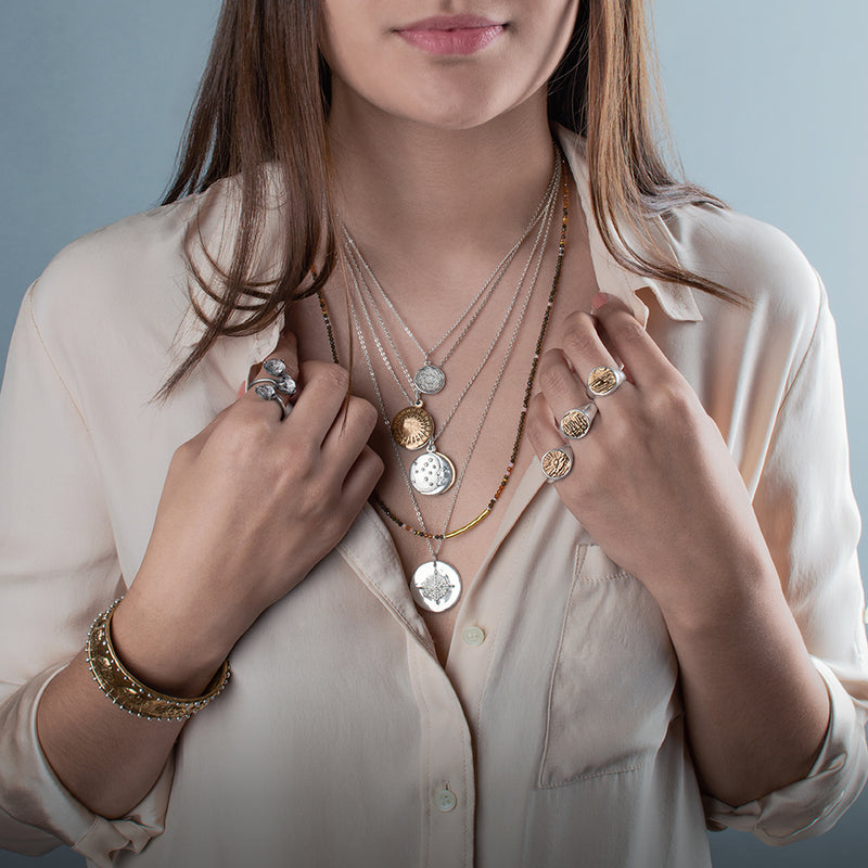 Lotus Coin Necklace in Gold