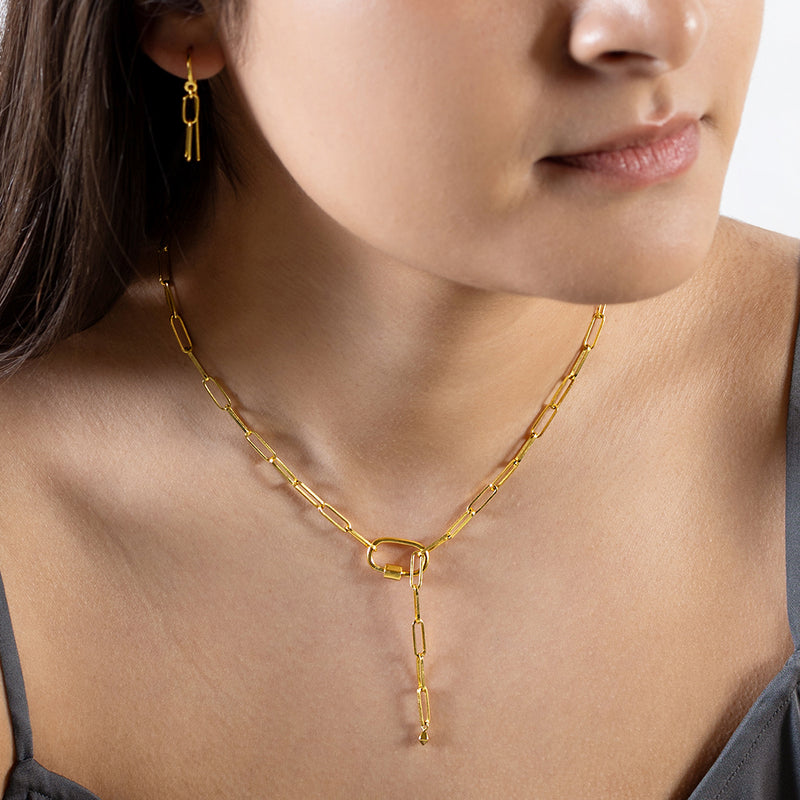 Carabiner Paperclip Chain Necklace in Gold