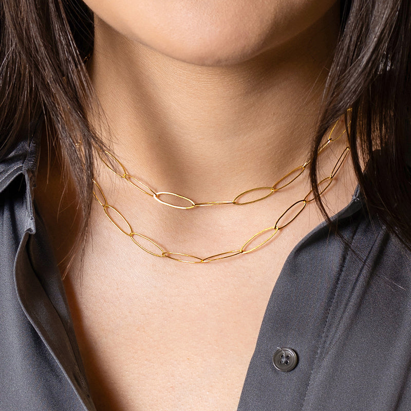 Saucer Chain Necklace in Gold