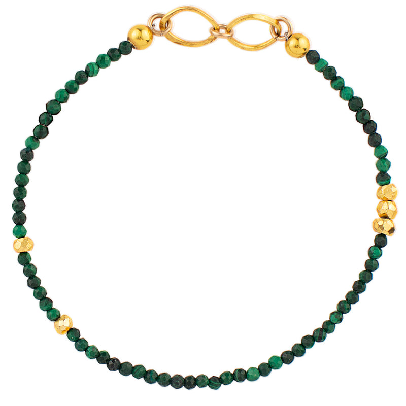 Pyrite's Booty Bracelet in Malachite with Linked Gold Rings