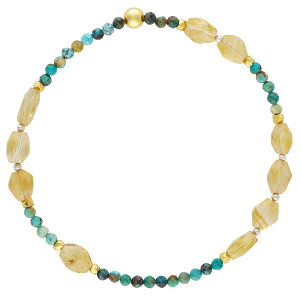 Pyrite's Booty Bracelet in Turquoise & Citrine Faceted Ovals | Available to ship September 12, 2024