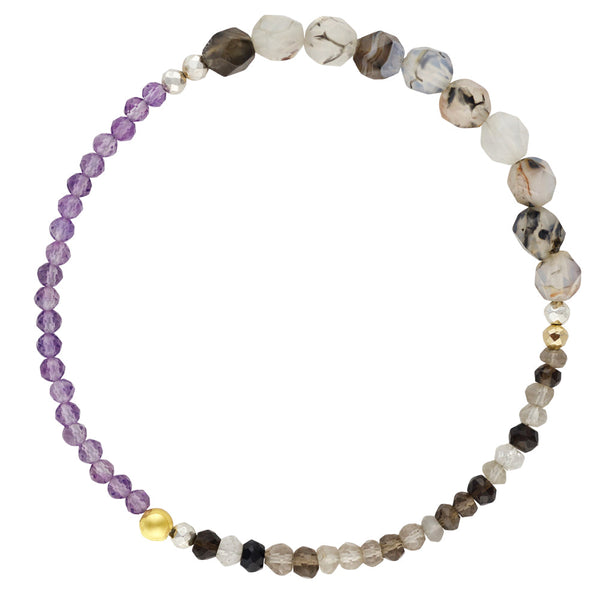 Pyrite's Booty Bracelet in Rutilated Quartz & Amethyst & Shaded Onyx | Available to ship September 12, 2024