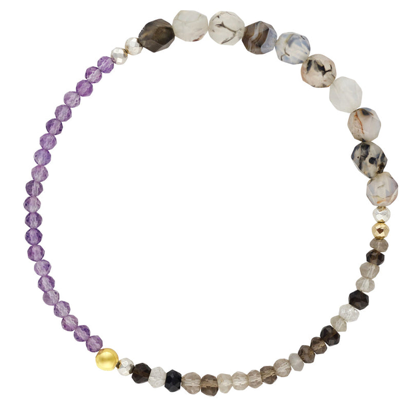 Pyrite's Booty Bracelet in Rutilated Quartz & Amethyst & Shaded Onyx