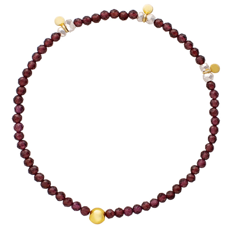 Pyrite's Booty Bracelet in Garnet with Discs