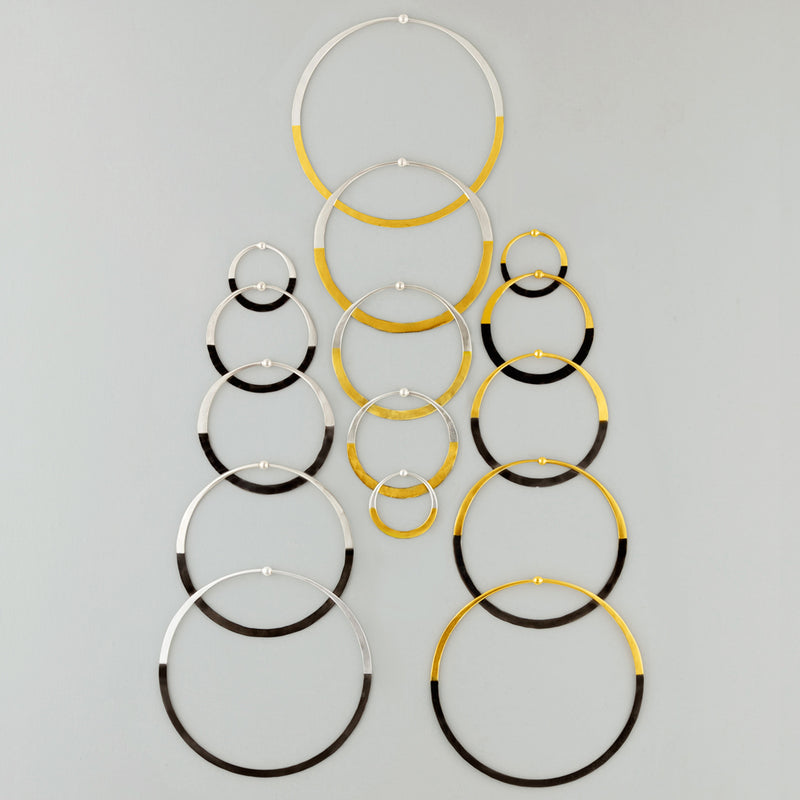 Rhodium Dipped Hammered Hoops in Gold - 3"