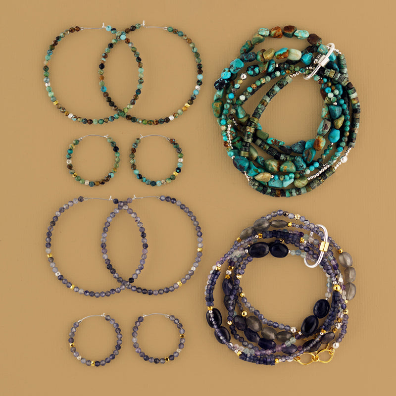 She's Got Stones Sleeper Hoops in Turquoise - 1"