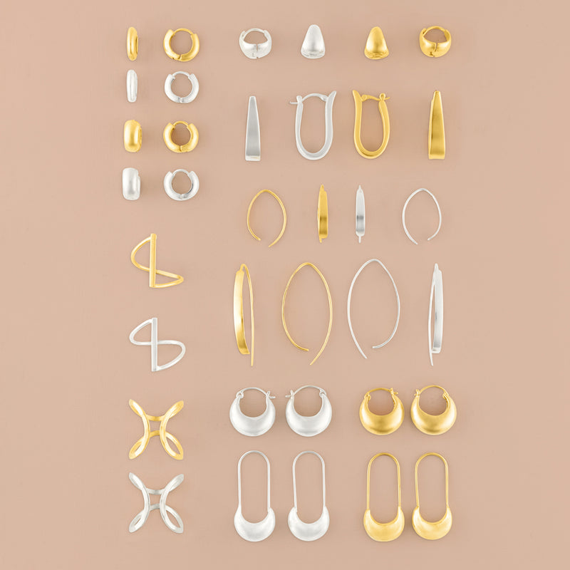 Modern Curve Hoops in Gold