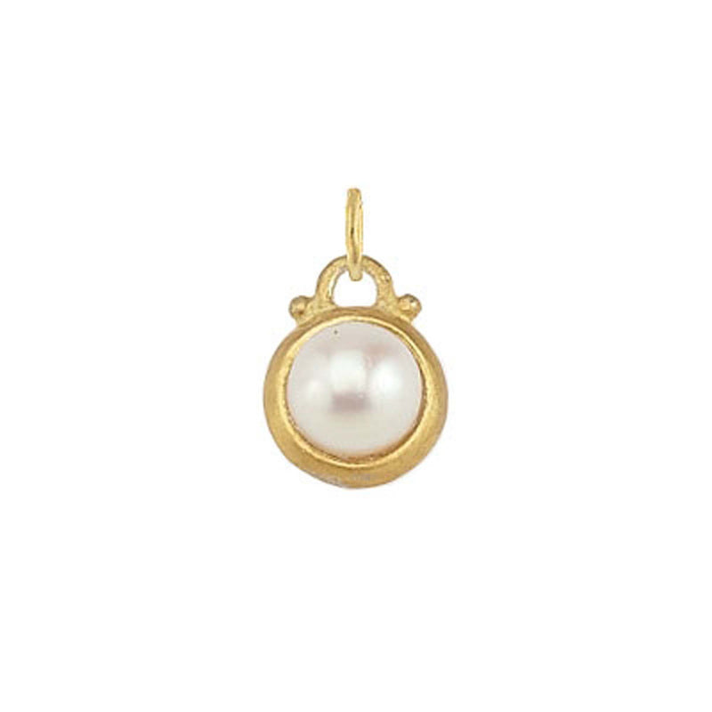 June -- Pearl Birthstone Charm in Gold