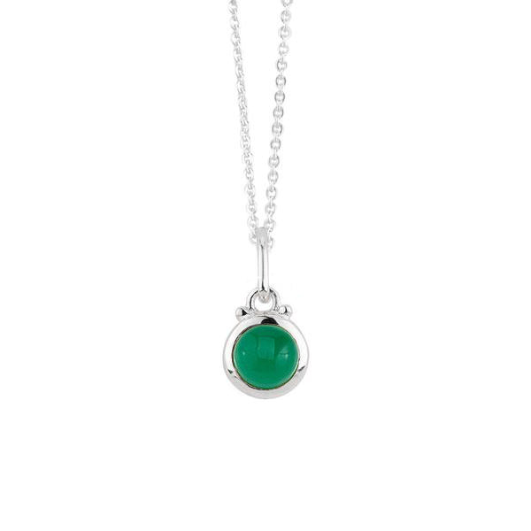 May Birthstone Charm Necklace in Silver