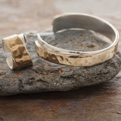 Embrace Cuff Bracelet in Silver and Bronze