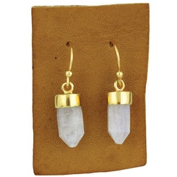 Gold And Moonstone Prism Point Hook Earrings