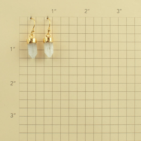 Gold And Moonstone Prism Point Hook Earrings