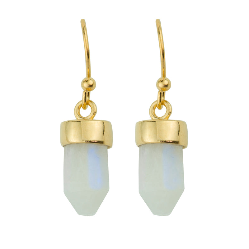 Gold And Moonstone Prism Point Hook Earrings