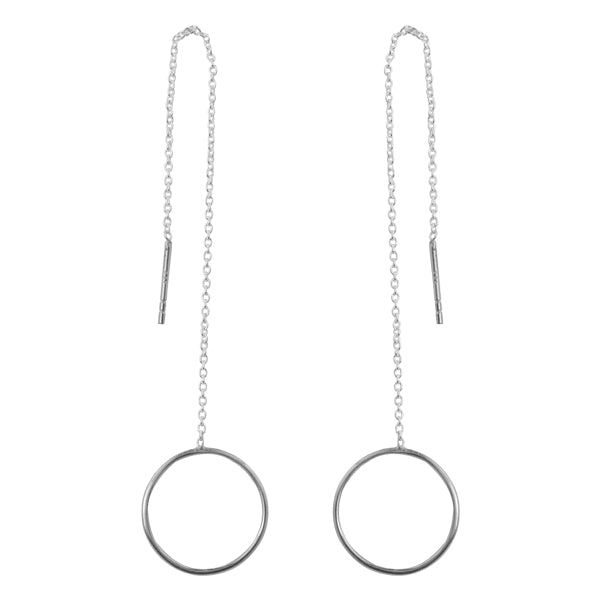 Open Circle Threader Earring in Silver