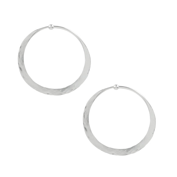 Hammered Hoops in Silver - 1 1/2"