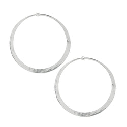Hammered Hoops in Silver - 2"