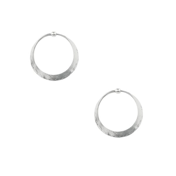 Hammered Hoops in Silver - 1"